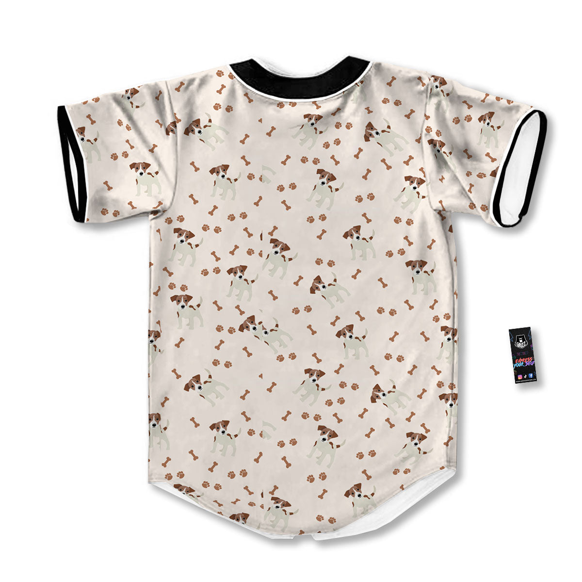 Bone And Jack Russell Terrier Print Pattern Baseball Jersey-grizzshop