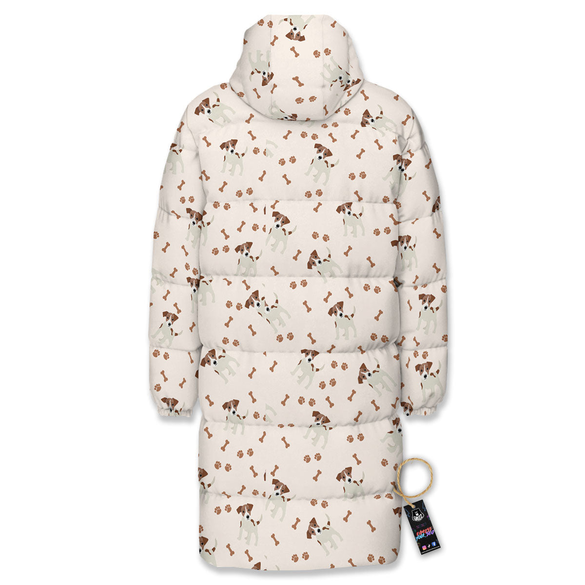 Bone And Jack Russell Terrier Print Pattern Long Down Jacket-grizzshop