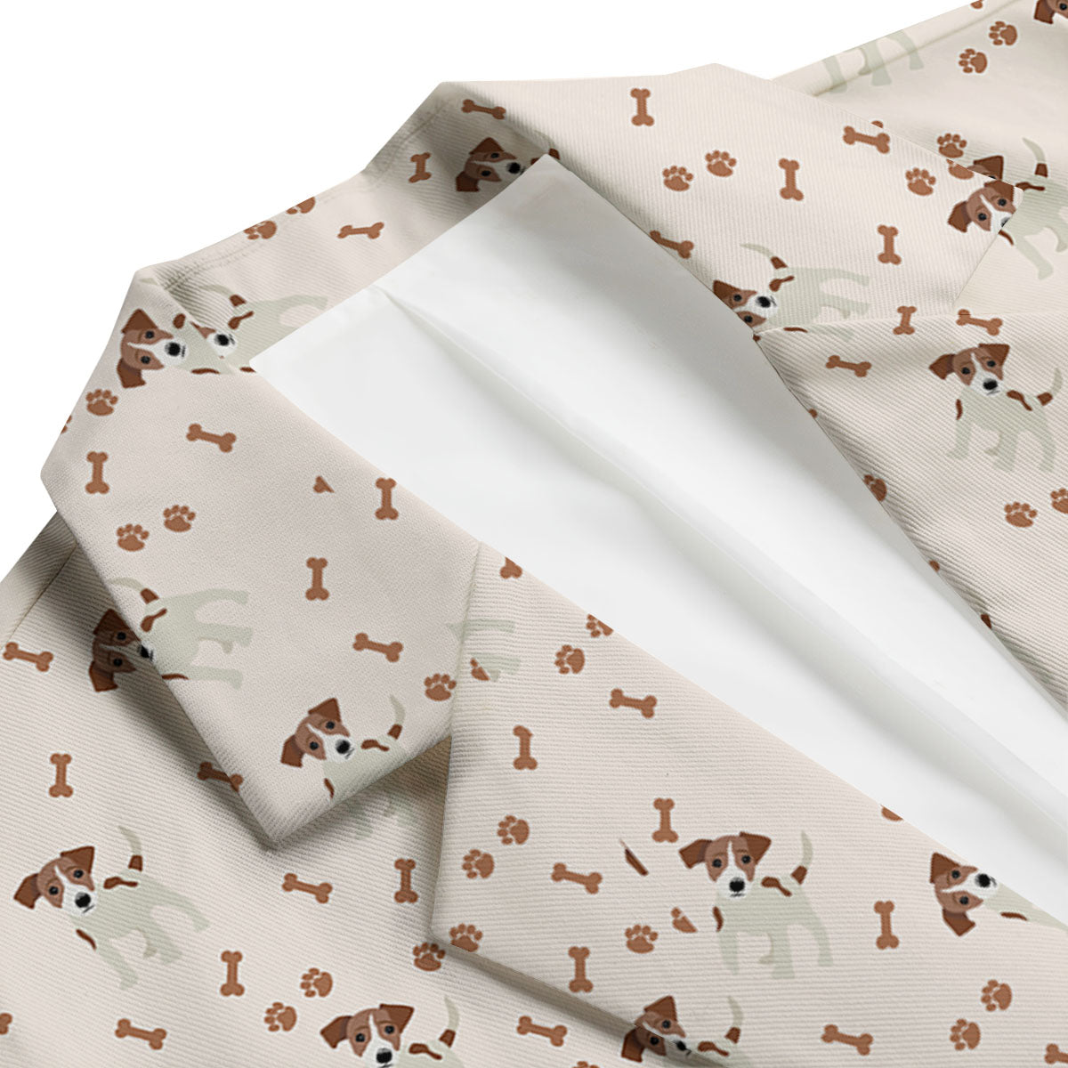 Bone And Jack Russell Terrier Print Pattern Men's Blazer-grizzshop