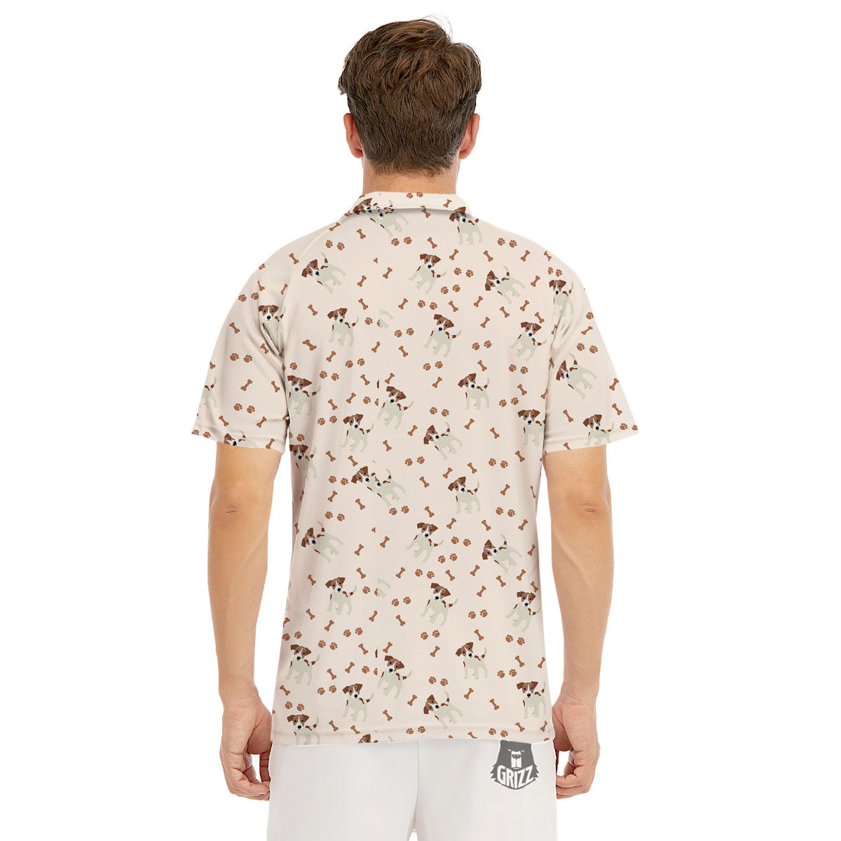Bone And Jack Russell Terrier Print Pattern Men's Golf Shirts-grizzshop