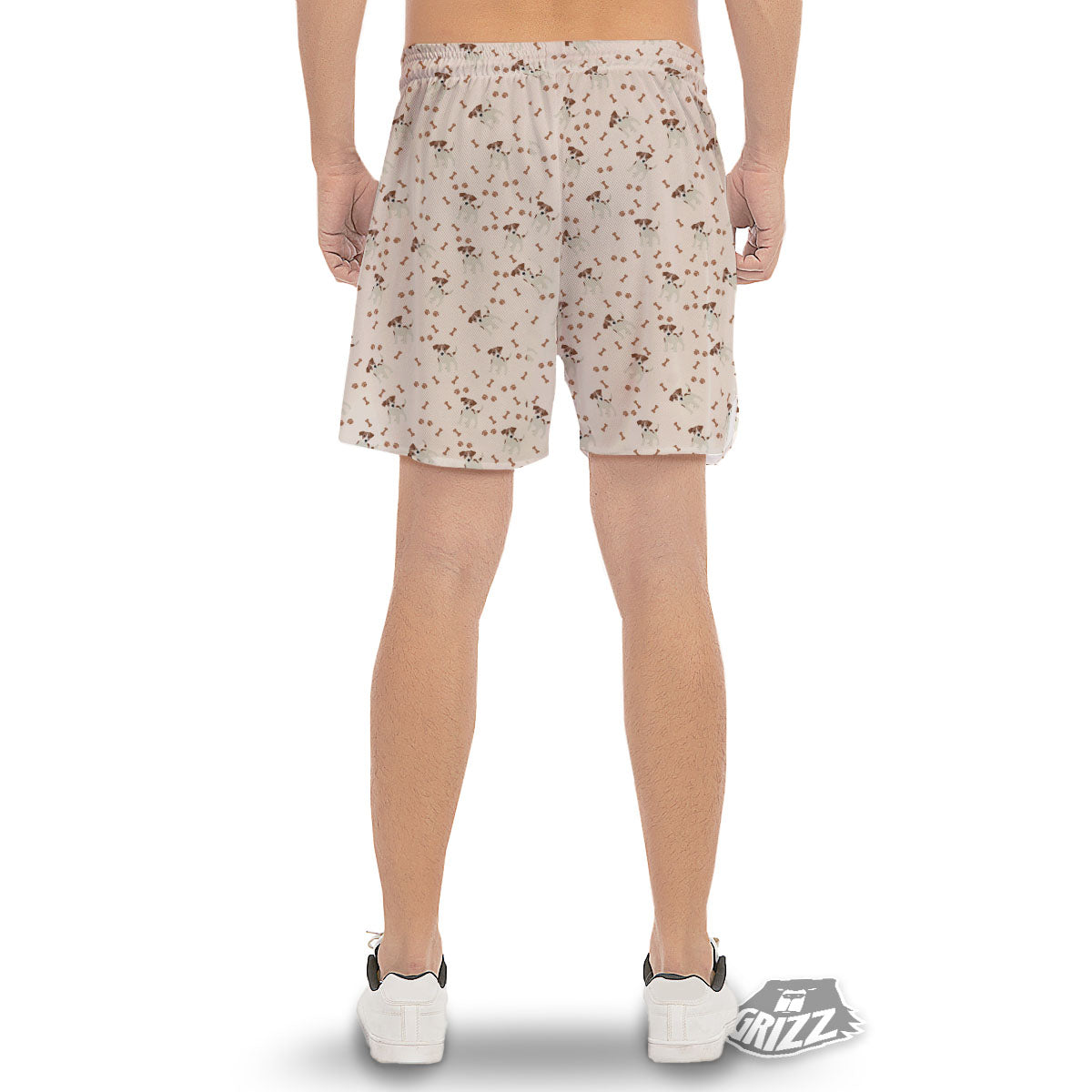 Bone And Jack Russell Terrier Print Pattern Men's Gym Shorts-grizzshop