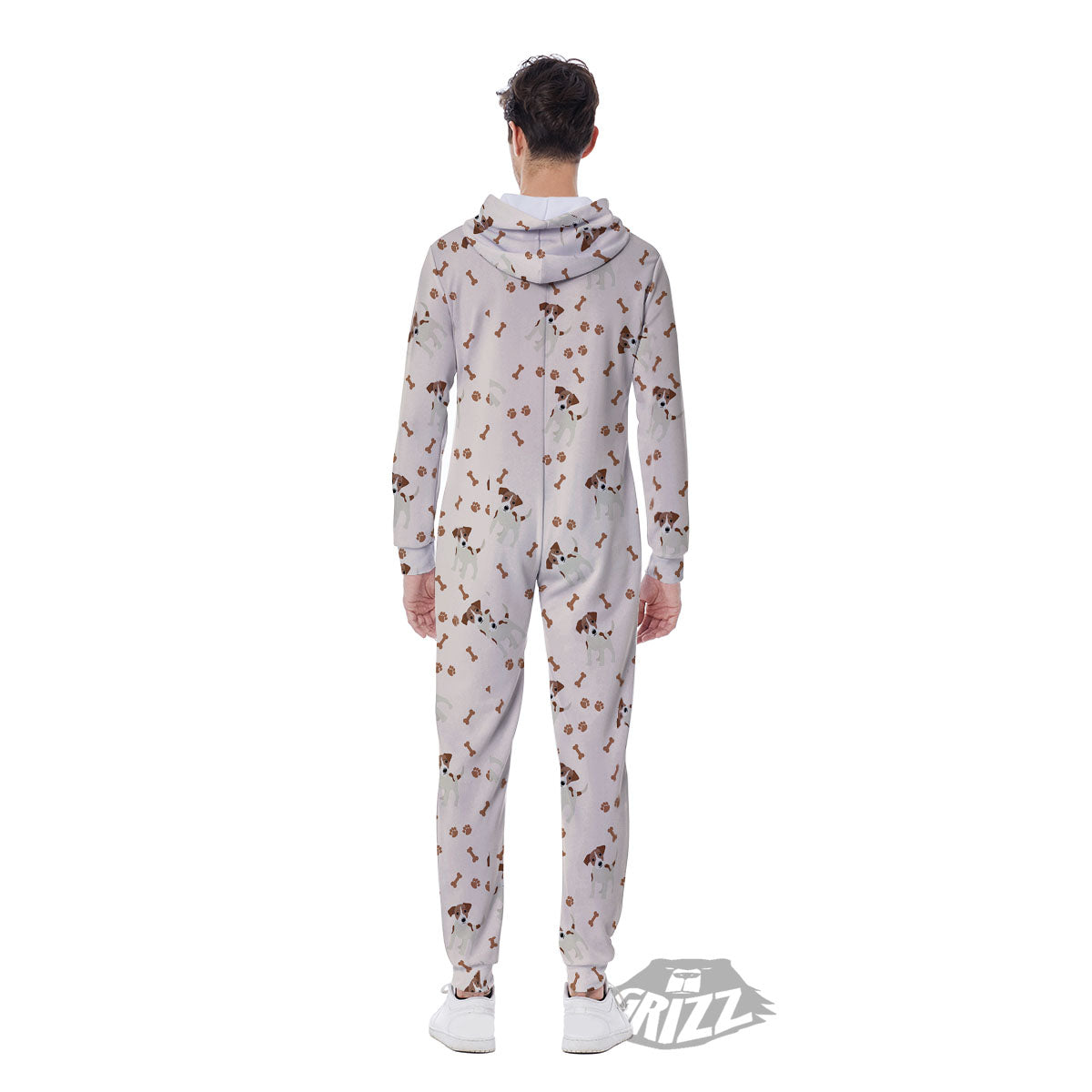 Bone And Jack Russell Terrier Print Pattern Men's Jumpsuit-grizzshop