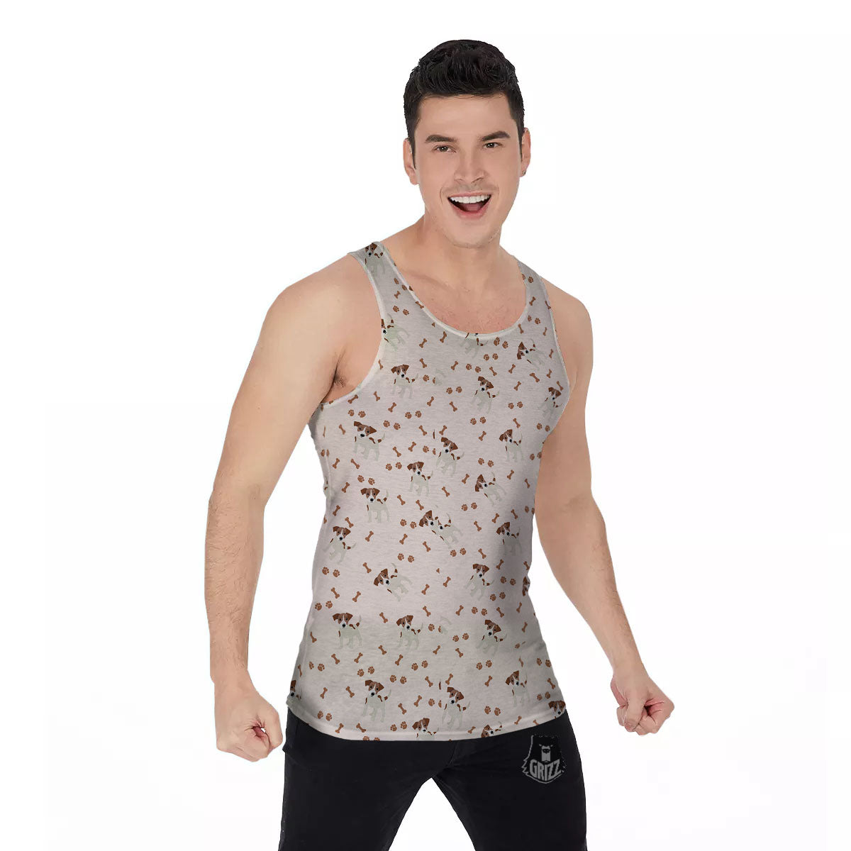 Bone And Jack Russell Terrier Print Pattern Men's Tank Top-grizzshop