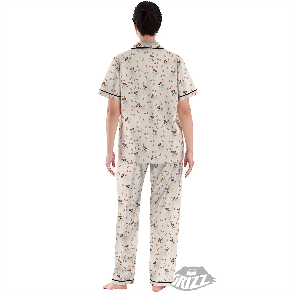 Bone And Jack Russell Terrier Print Pattern Women's Pajamas Set-grizzshop