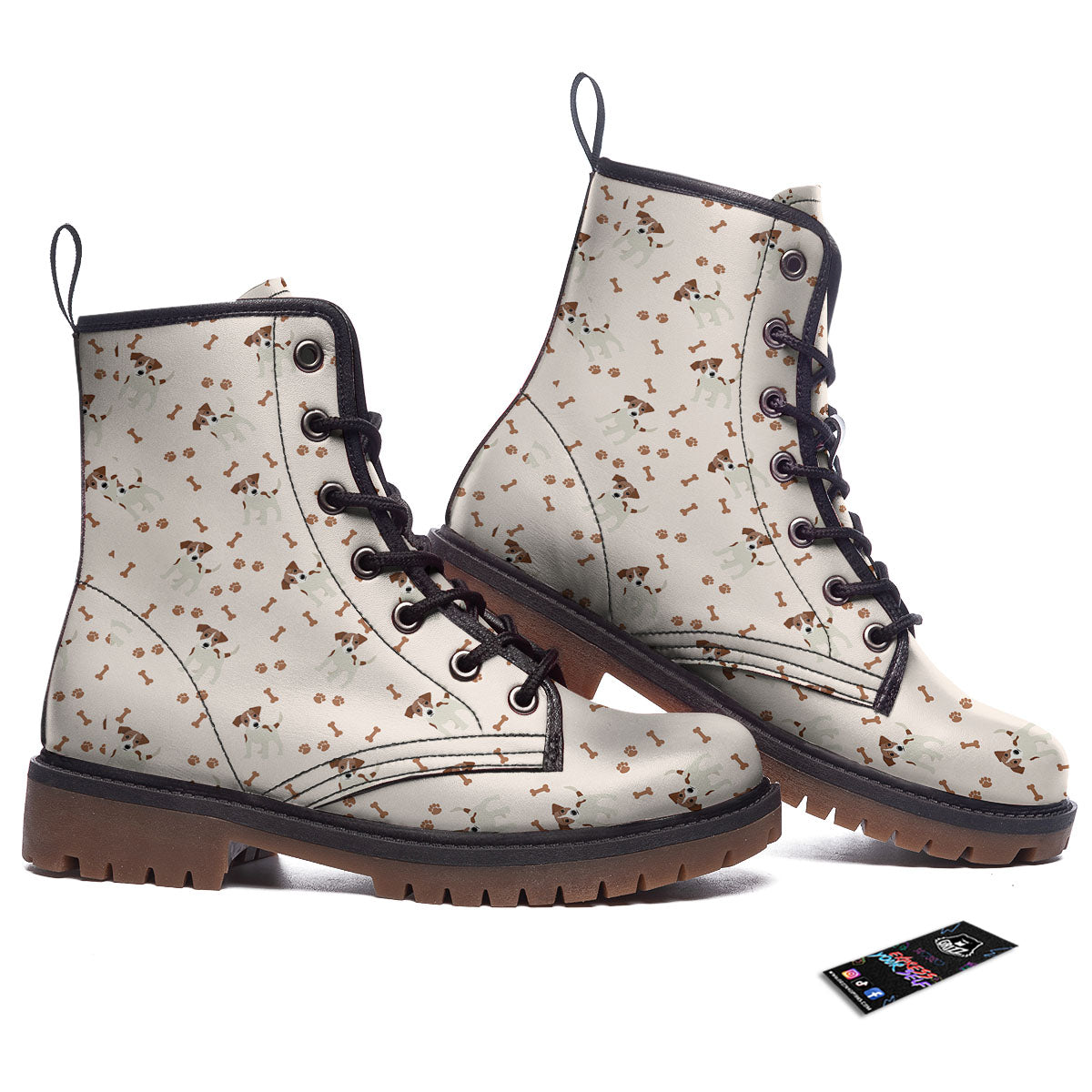 Bone And Jack Russell Terrier Print Pattern Work Boots-grizzshop
