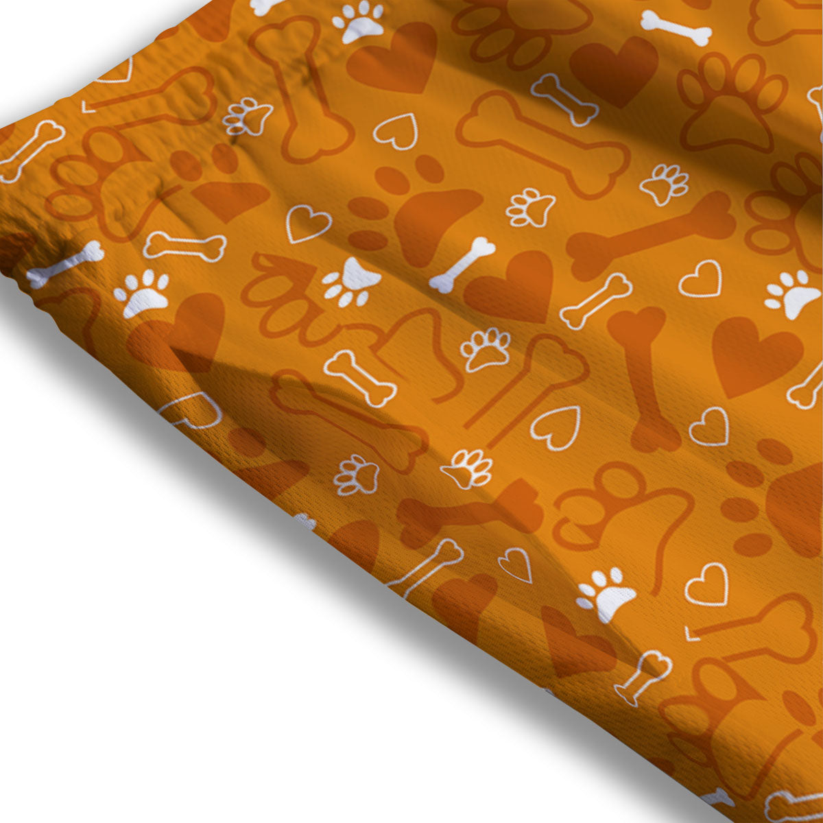 Bone And Orange Paw Print Pattern Mesh Shorts