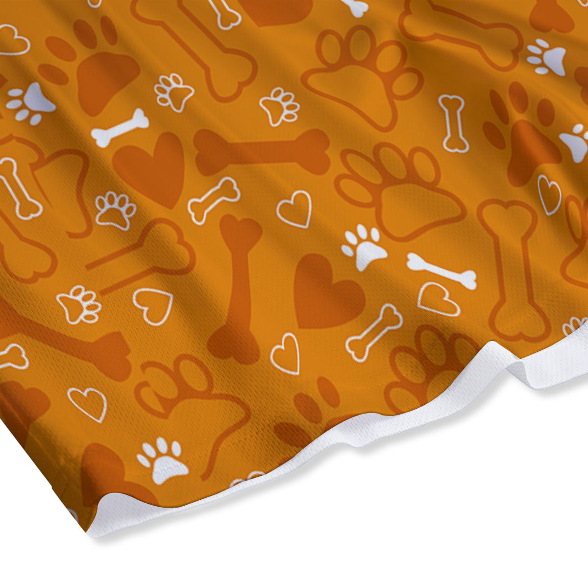 Bone And Orange Paw Print Pattern Mesh Shorts