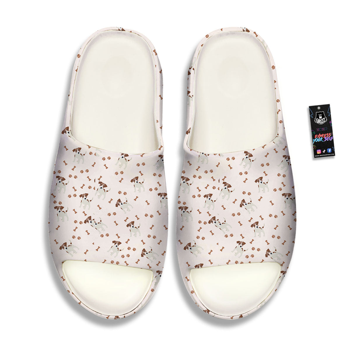 Bone And Jack Russell Terrier Print Pattern Sandals-grizzshop