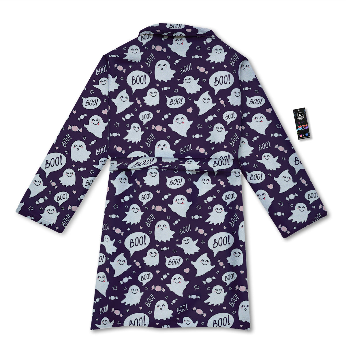 Boo Cute Ghost Print Pattern Bathrobe-grizzshop