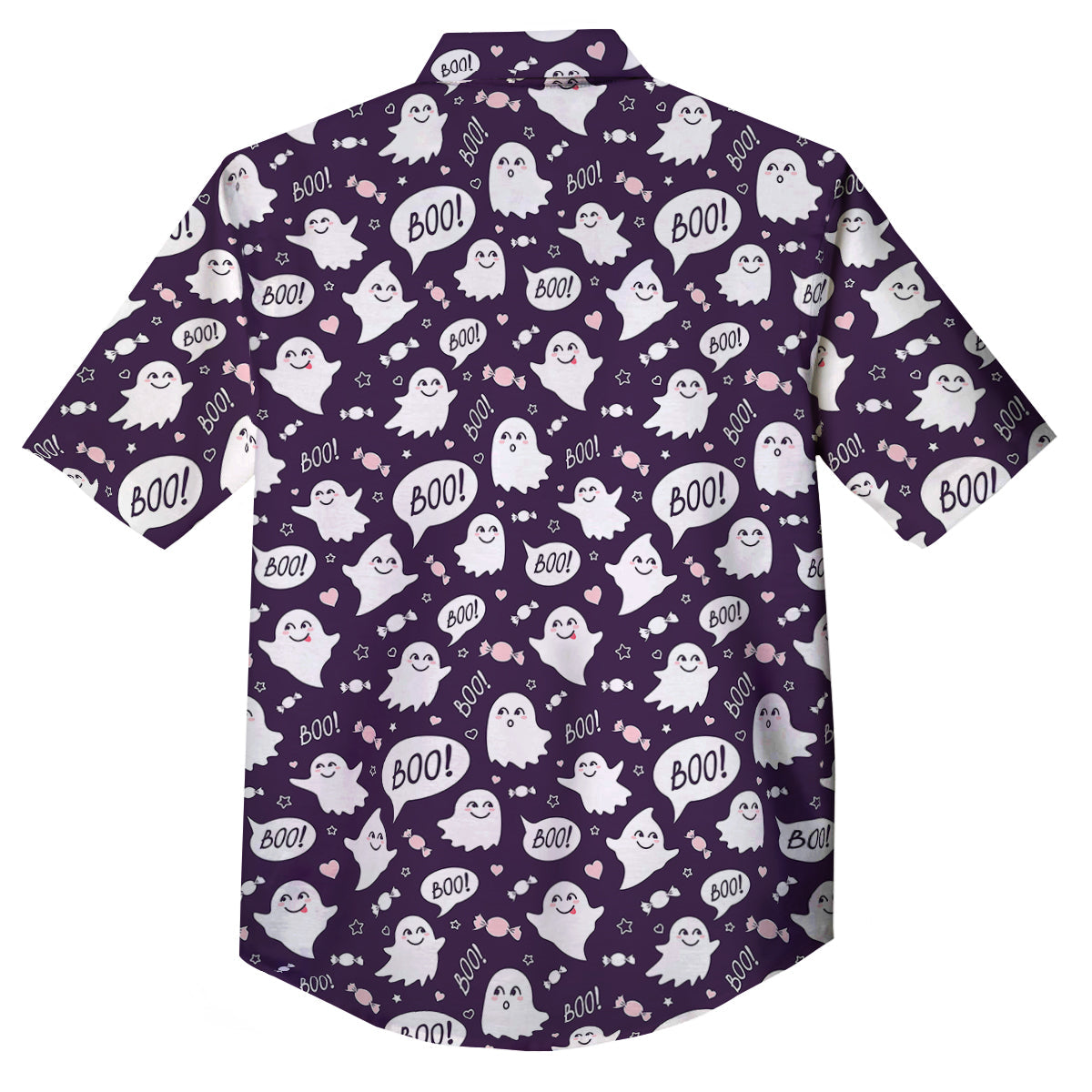 Boo Cute Ghost Print Pattern Button Up Shirt-grizzshop