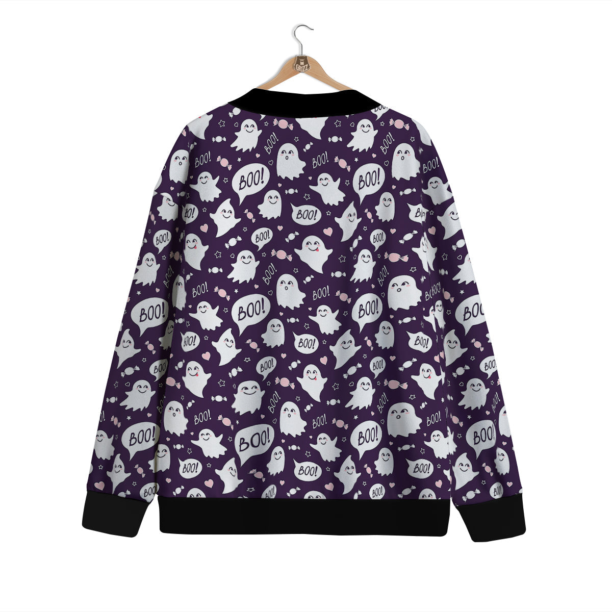 Boo Cute Ghost Print Pattern Cardigan-grizzshop
