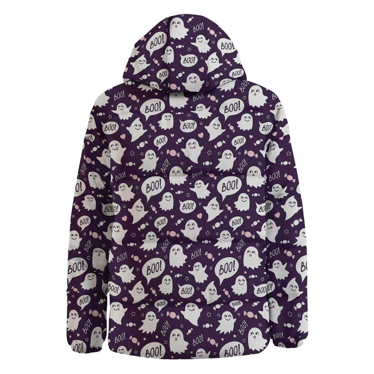 Boo Cute Ghost Print Pattern Down Jacket-grizzshop