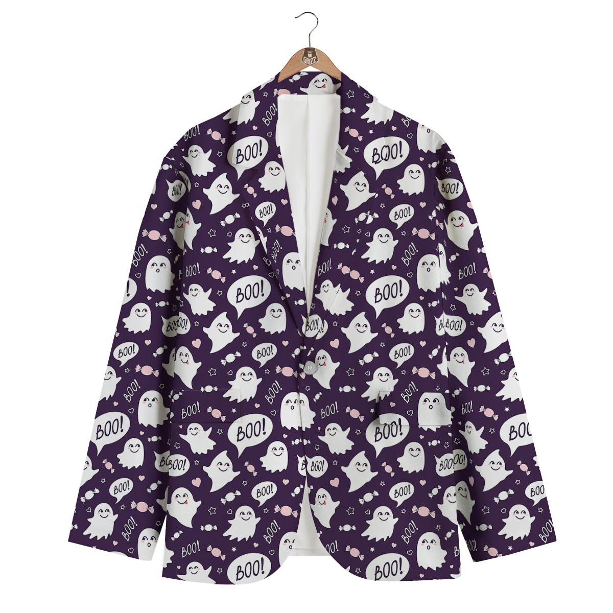Boo Cute Ghost Print Pattern Men's Blazer-grizzshop