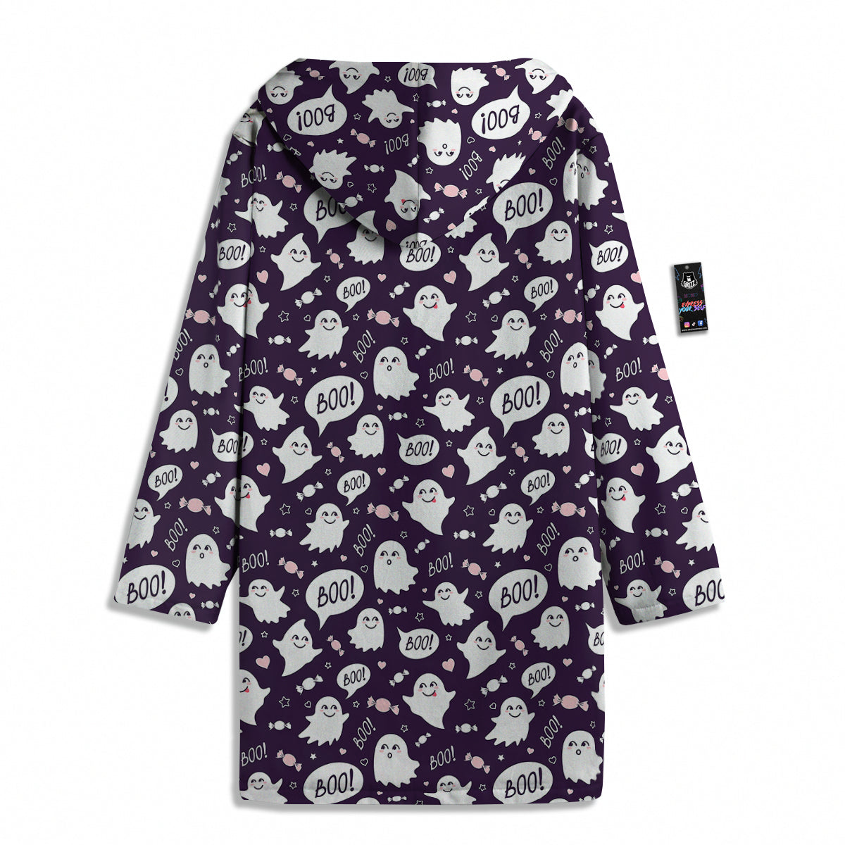 Boo Cute Ghost Print Pattern Men's Windbreaker Jacket-grizzshop