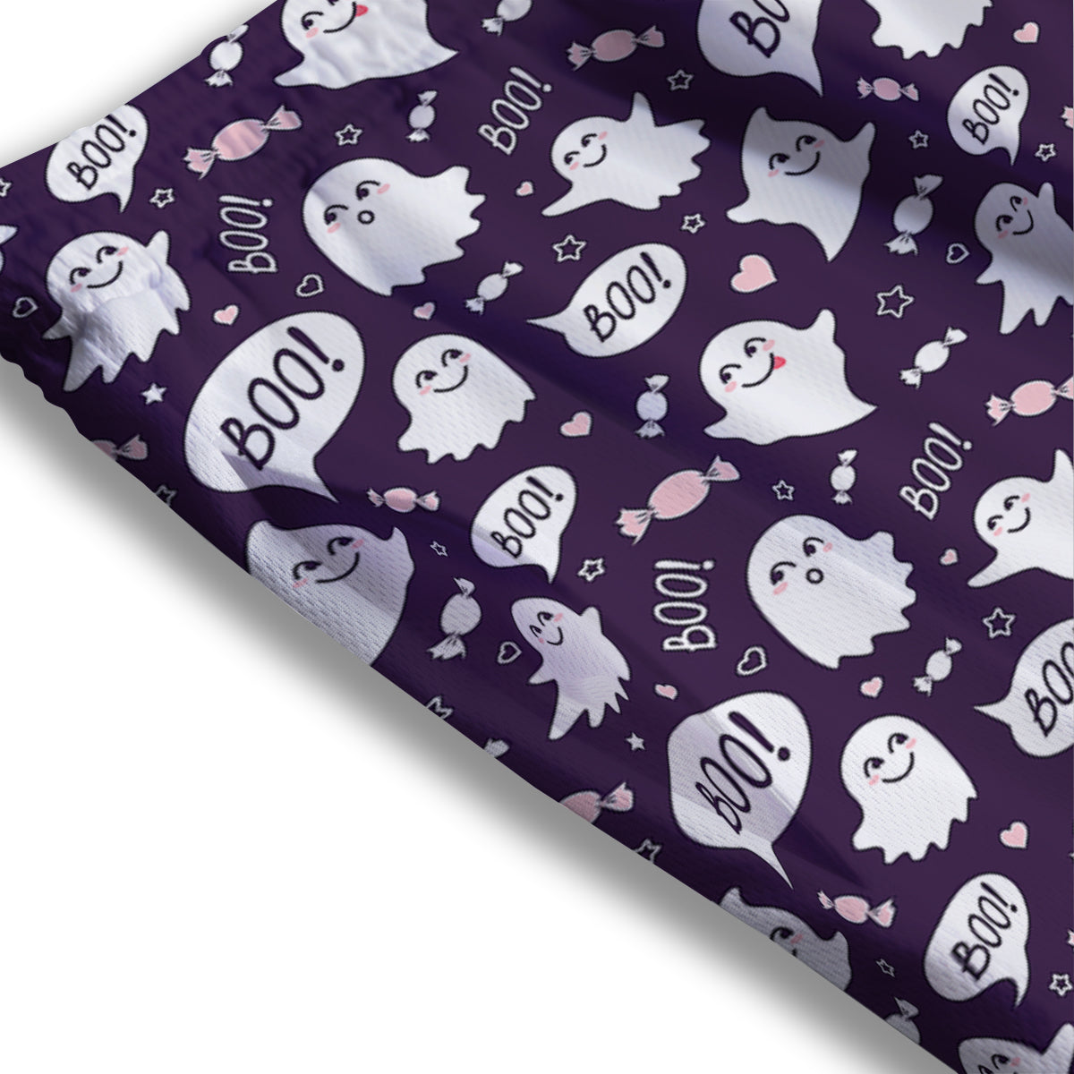 Boo Cute Ghost Print Pattern Mesh Shorts-grizzshop