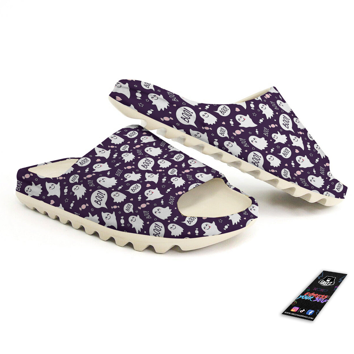 Boo Cute Ghost Print Pattern Sandals-grizzshop