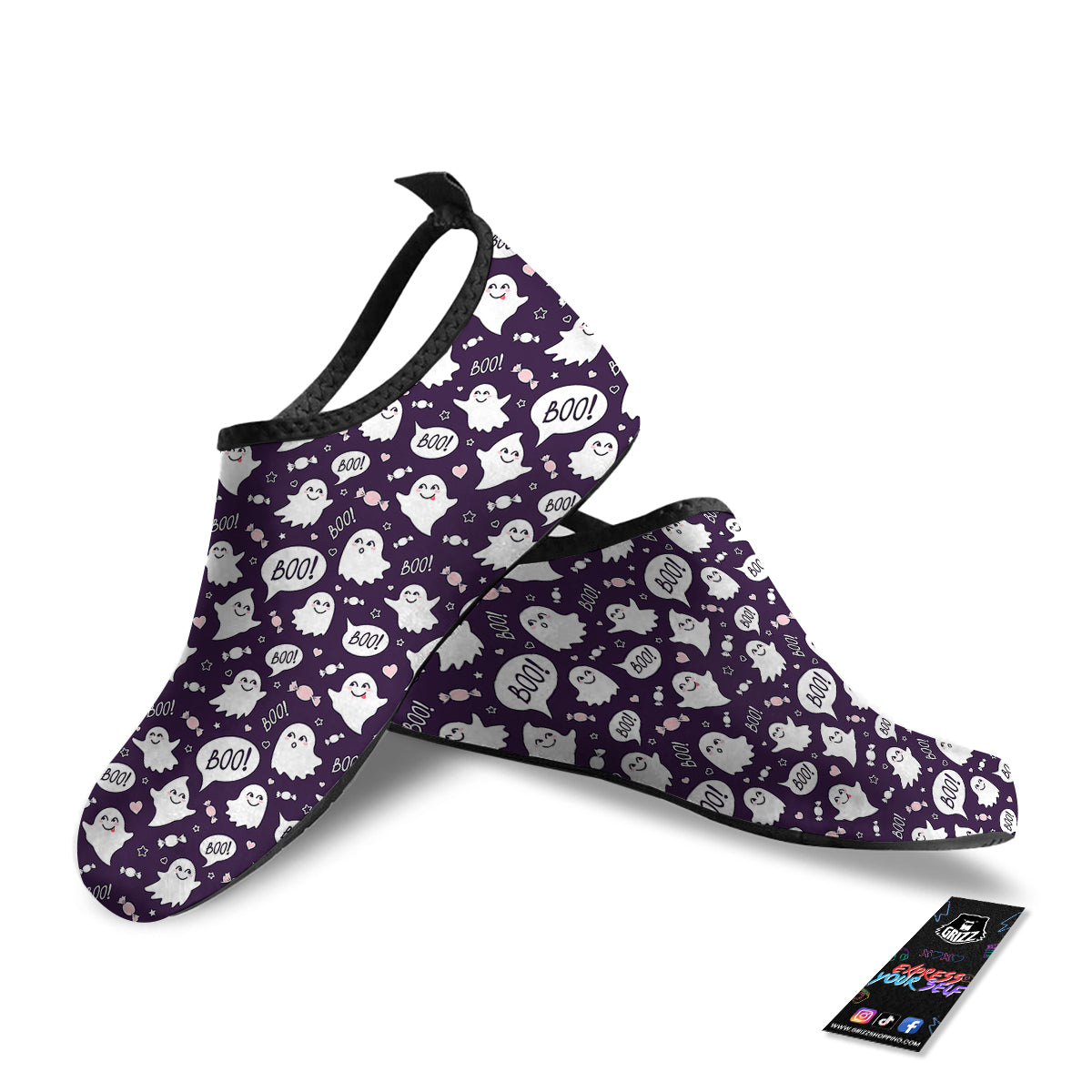 Boo Cute Ghost Print Pattern Water Shoes-grizzshop