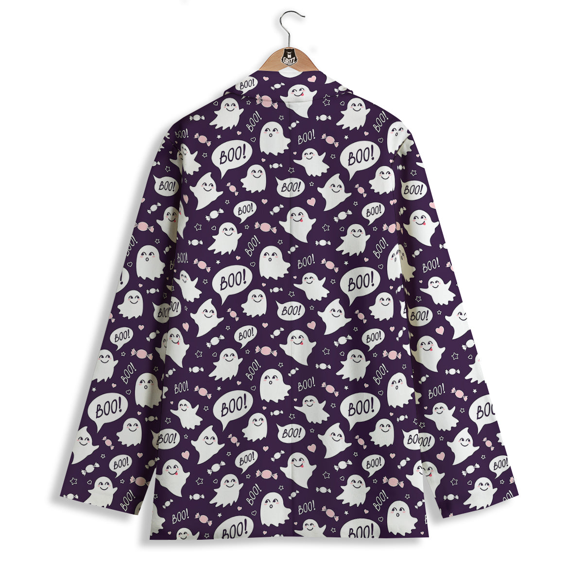 Boo Cute Ghost Print Pattern Women's Blazer-grizzshop