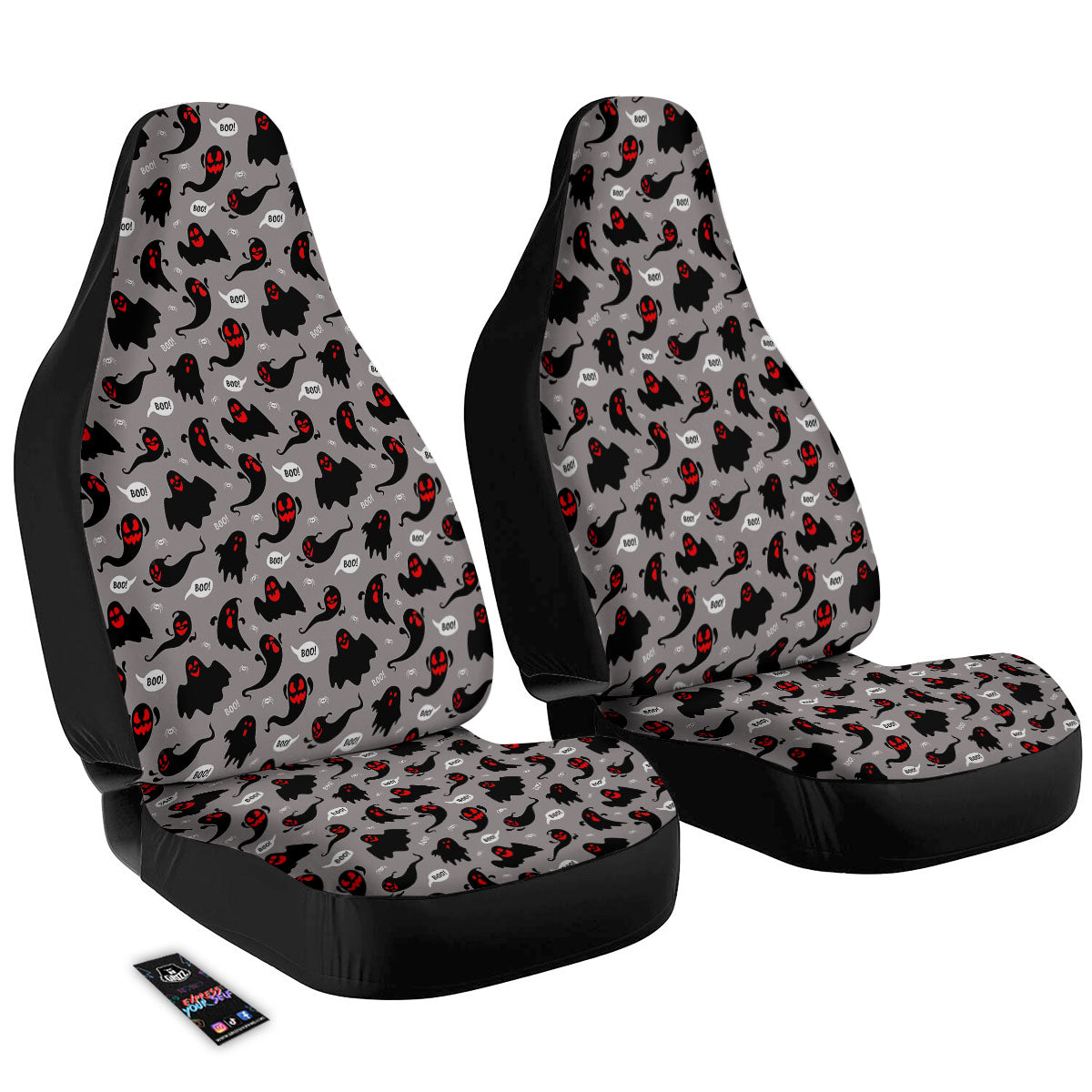 Boo Ghost Print Pattern Car Seat Covers-grizzshop