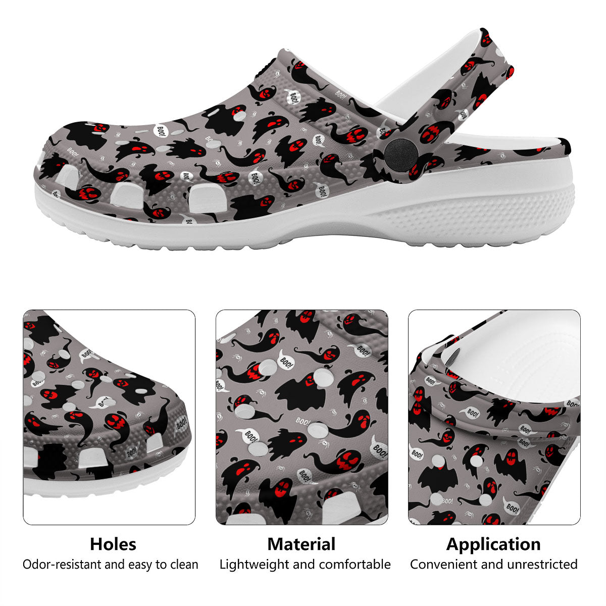 Boo Ghost Print Pattern Clog-grizzshop