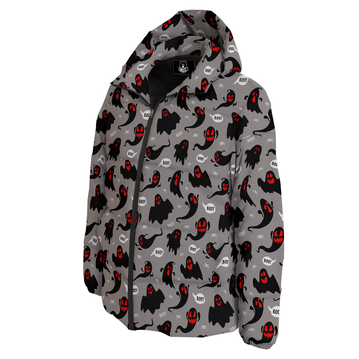 Boo Ghost Print Pattern Down Jacket-grizzshop