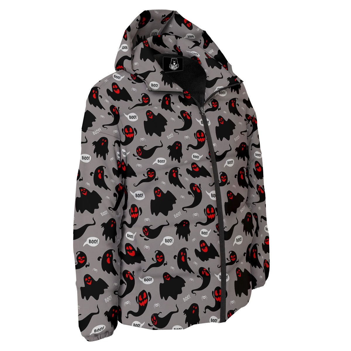 Boo Ghost Print Pattern Down Jacket-grizzshop