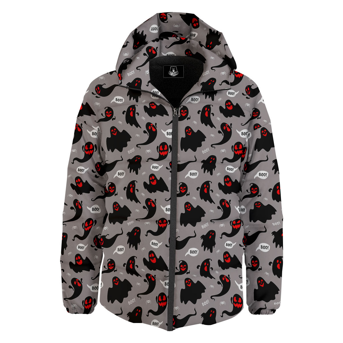 Boo Ghost Print Pattern Down Jacket-grizzshop