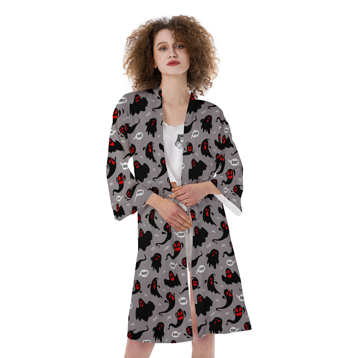 Boo Ghost Print Pattern Kimono-grizzshop