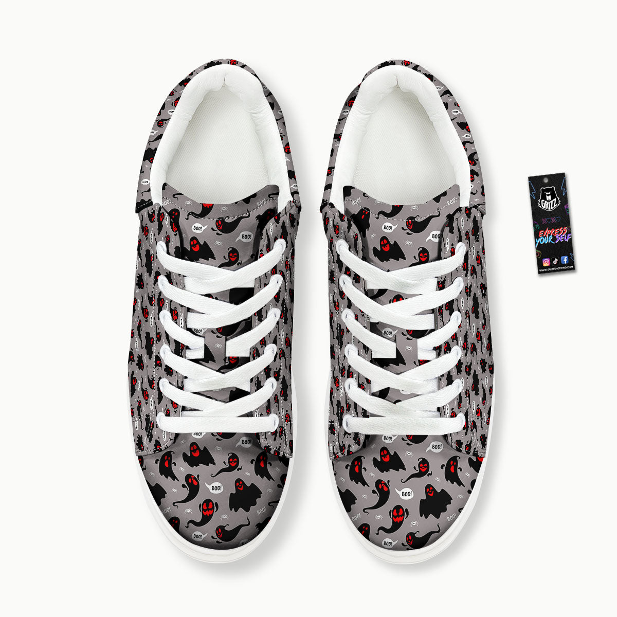 Boo Ghost Print Pattern Platform Shoes-grizzshop