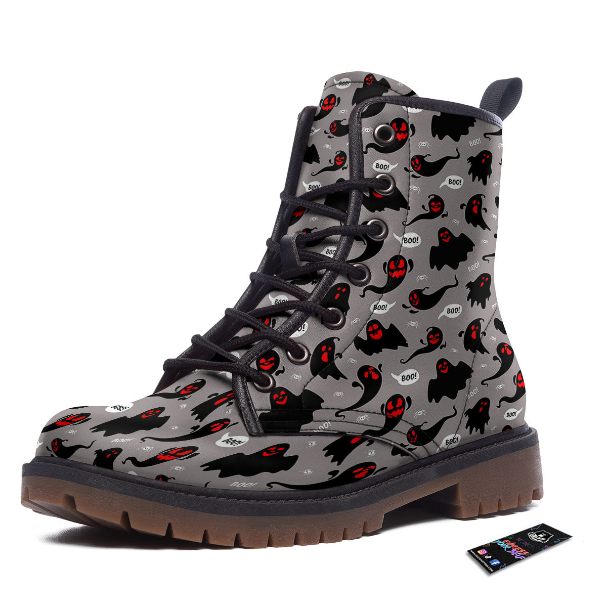 Boo Ghost Print Pattern Work Boots-grizzshop