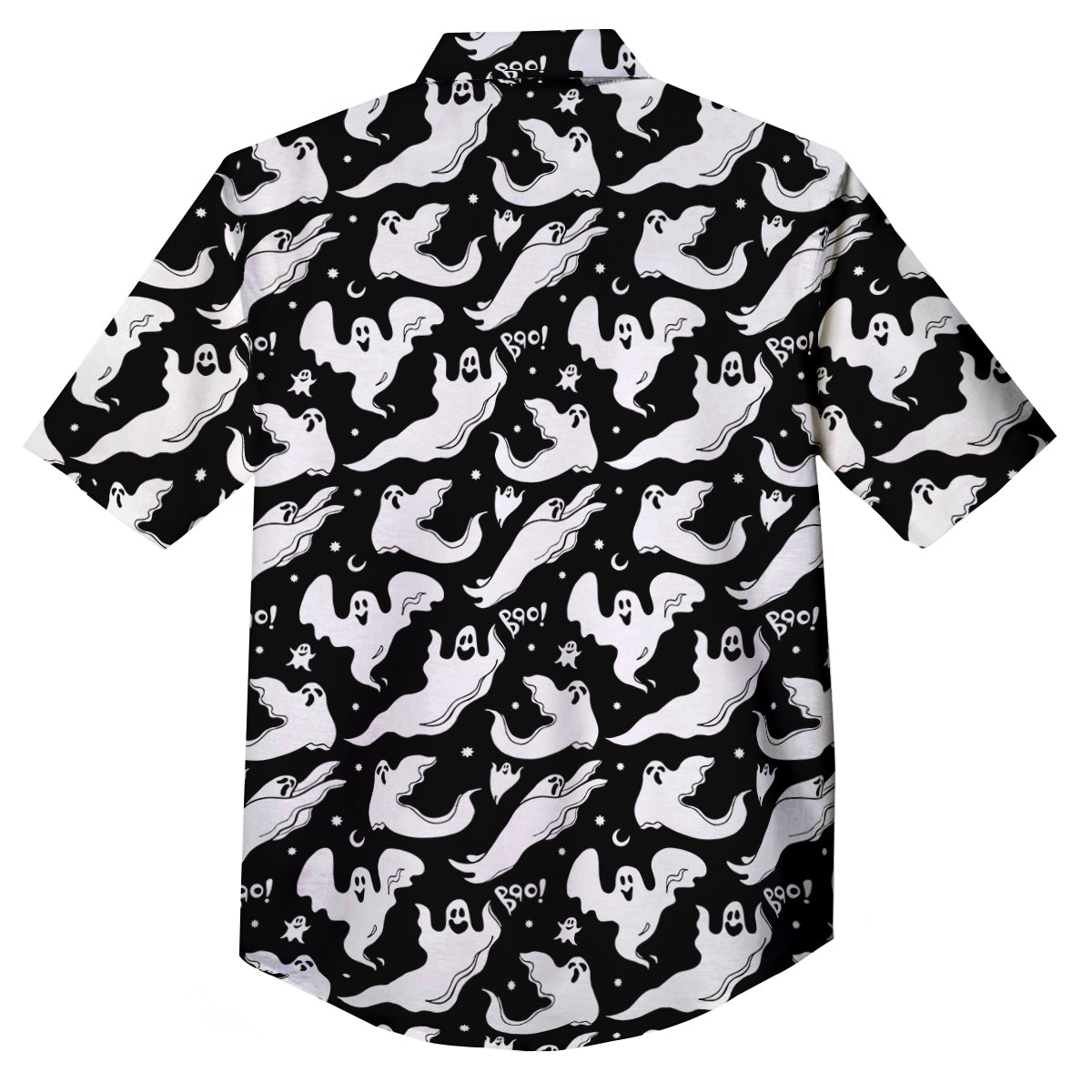 Boo Scary Ghost Print Pattern Button Up Shirt-grizzshop