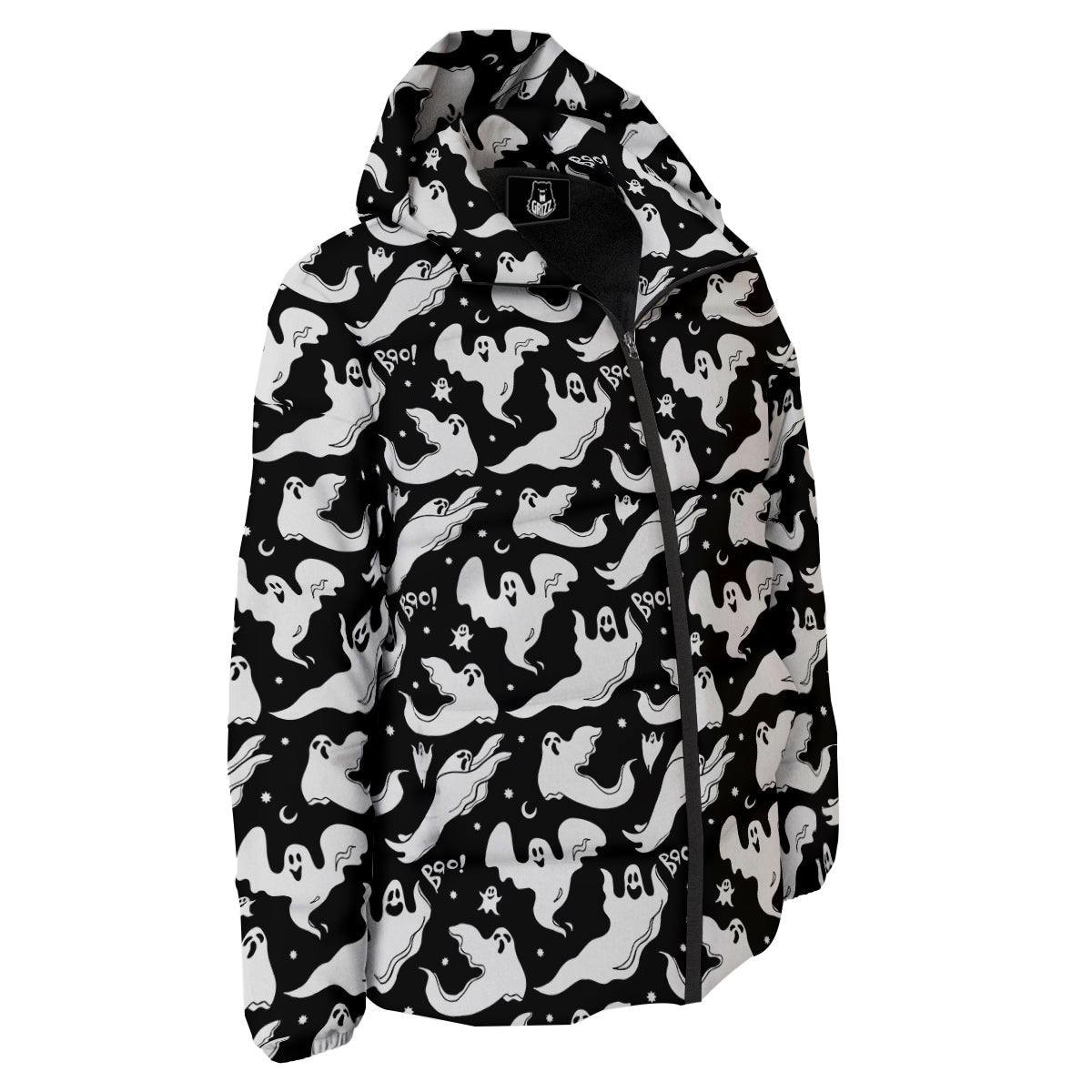 Boo Scary Ghost Print Pattern Down Jacket-grizzshop