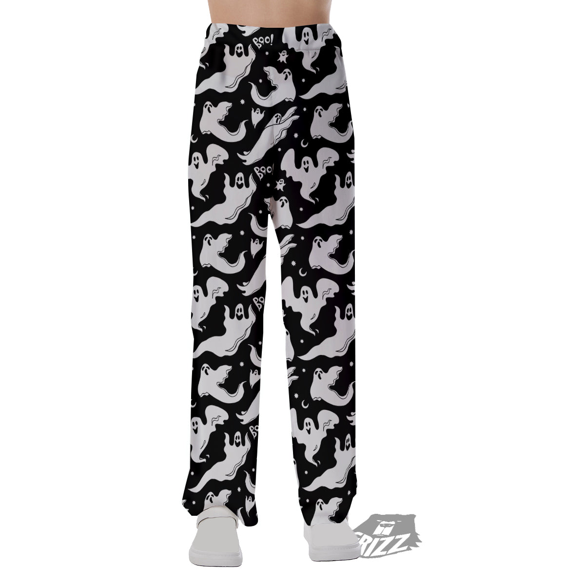 Boo Scary Ghost Print Pattern Pajama Pants-grizzshop