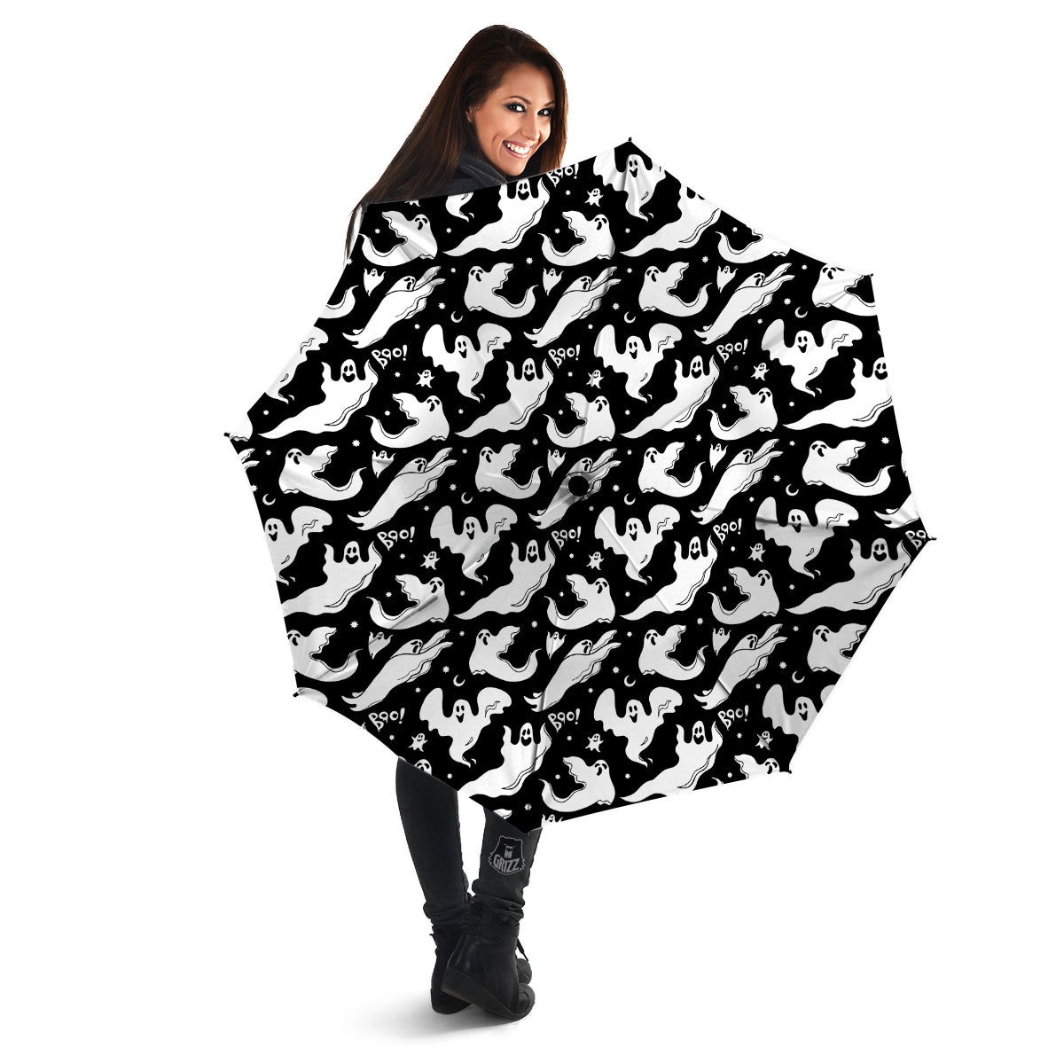 Boo Scary Ghost Print Pattern Umbrella-grizzshop