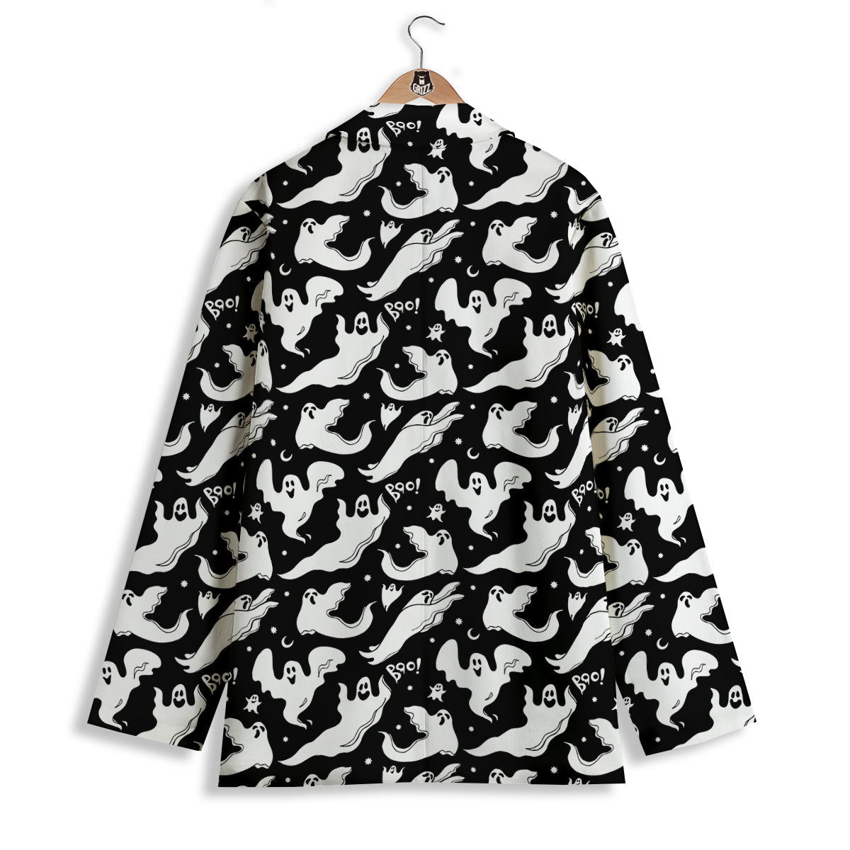 Boo Scary Ghost Print Pattern Women's Blazer-grizzshop