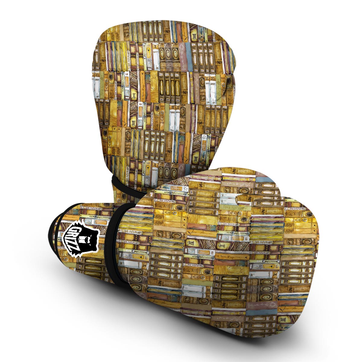 Book Lover Library Librarian Pattern Print Boxing Gloves-grizzshop