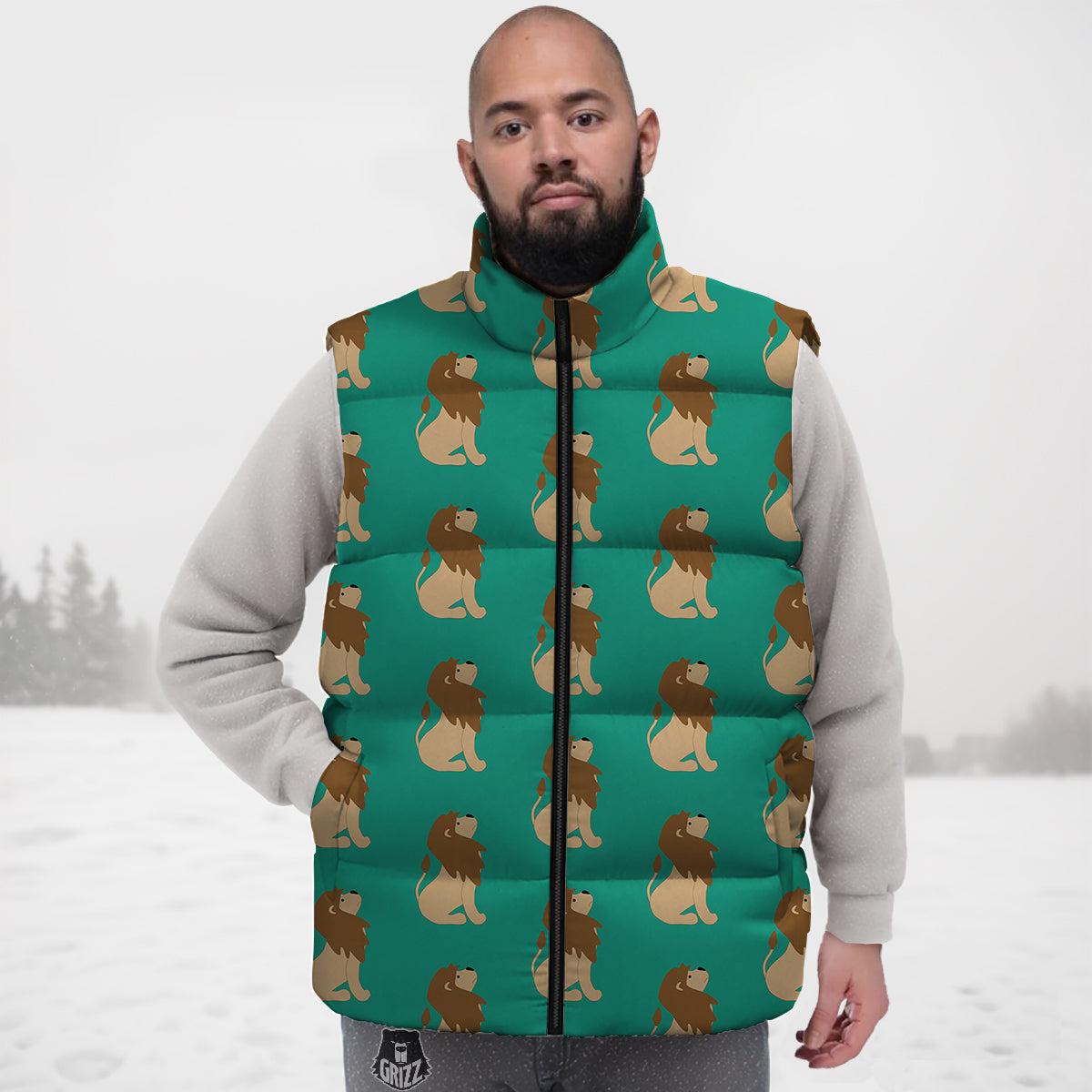Book Lover Library Librarian Pattern Print Down Vest-grizzshop