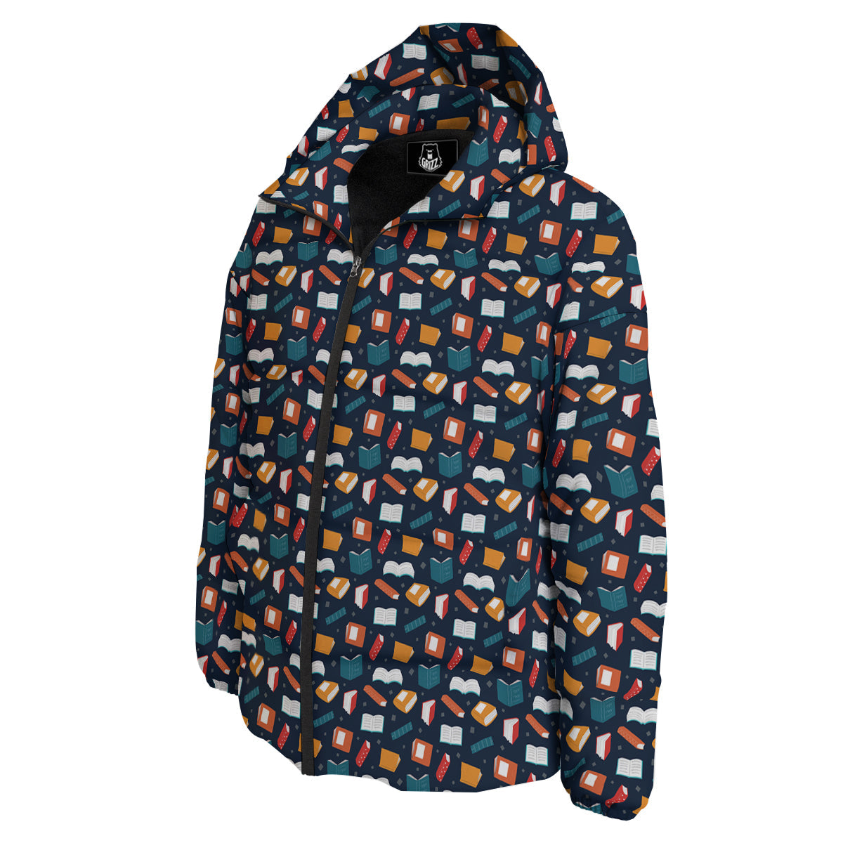 Books Colorful Print Pattern Down Jacket-grizzshop