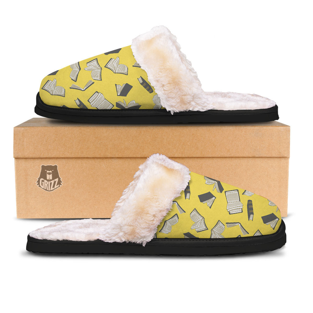 Books Pop Art Print Pattern Slippers-grizzshop