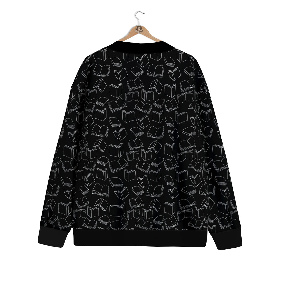 Books White And Black Print Pattern Cardigan-grizzshop