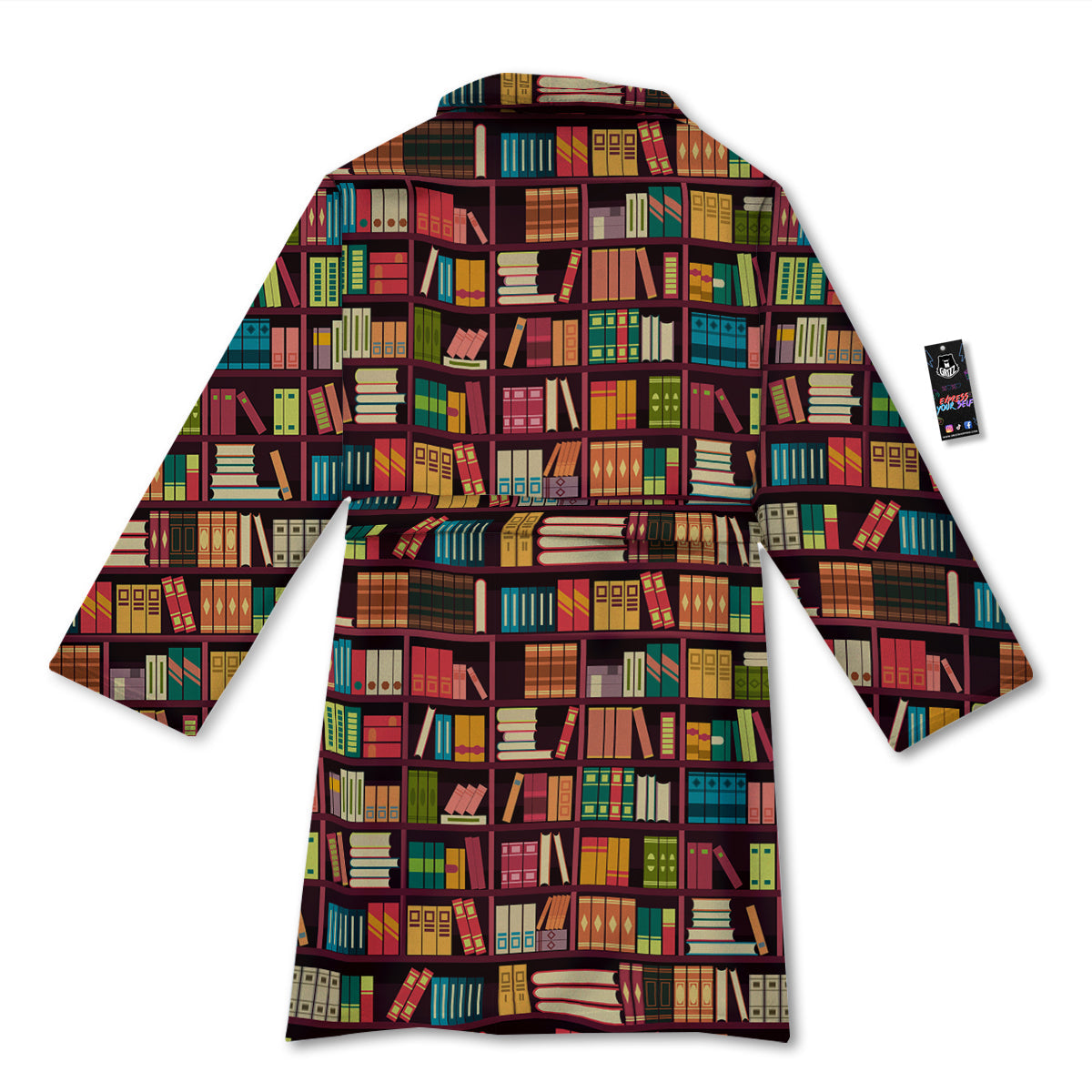 Bookshelf Vintage Print Pattern Bathrobe-grizzshop