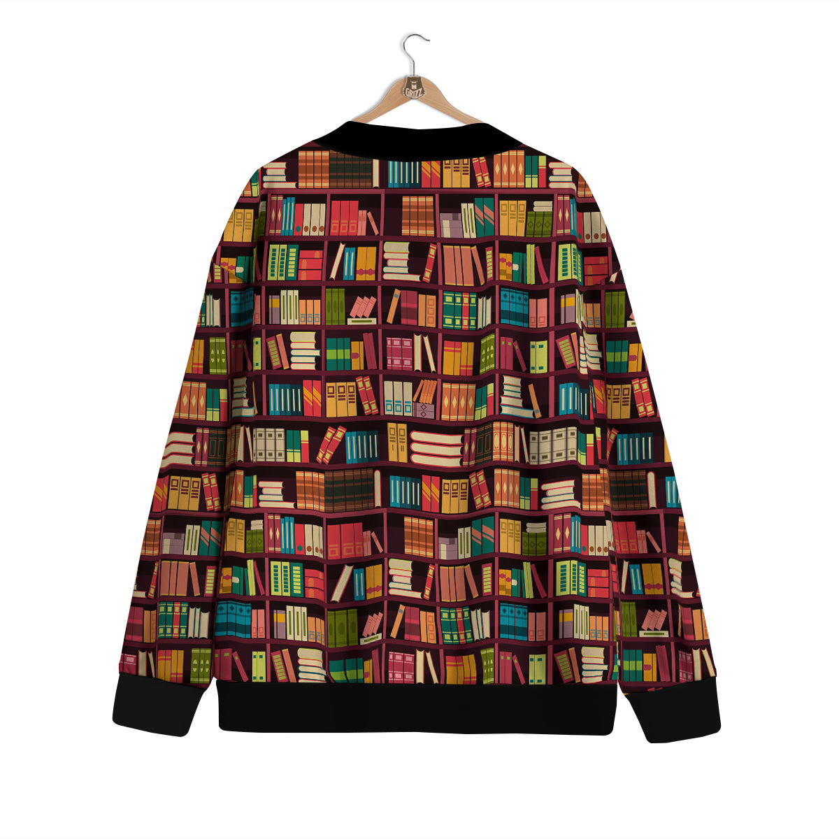 Bookshelf Vintage Print Pattern Cardigan-grizzshop