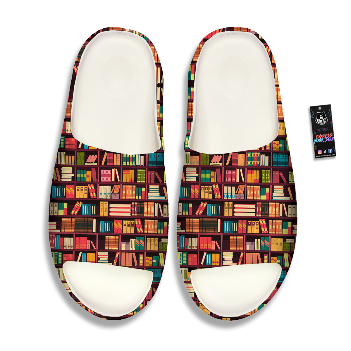 Bookshelf Vintage Print Pattern Sandals-grizzshop