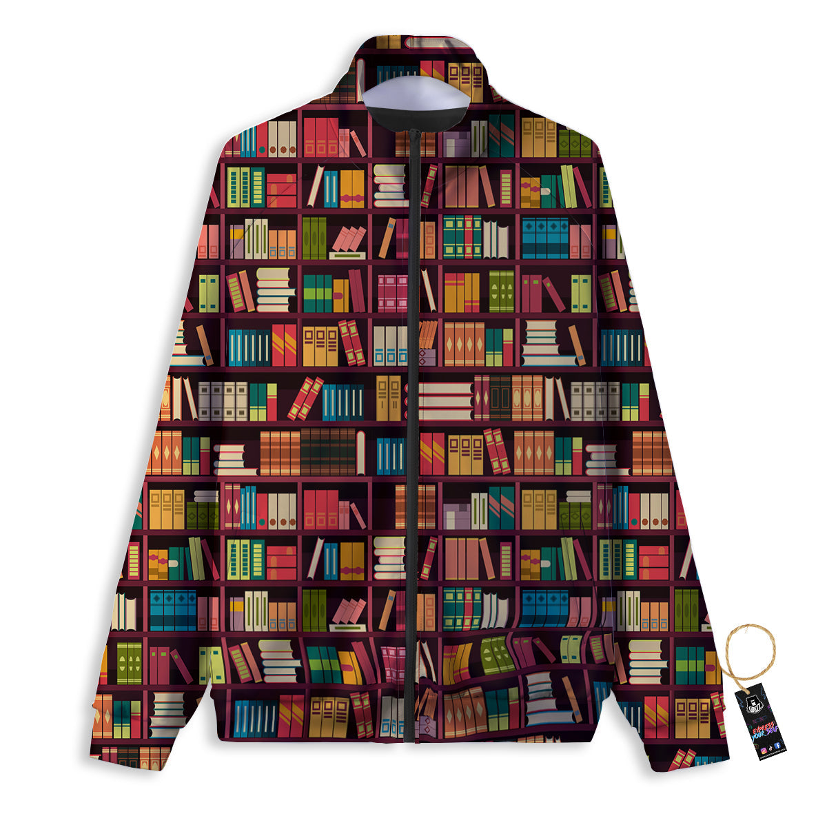 Bookshelf Vintage Print Pattern Track Jacket-grizzshop
