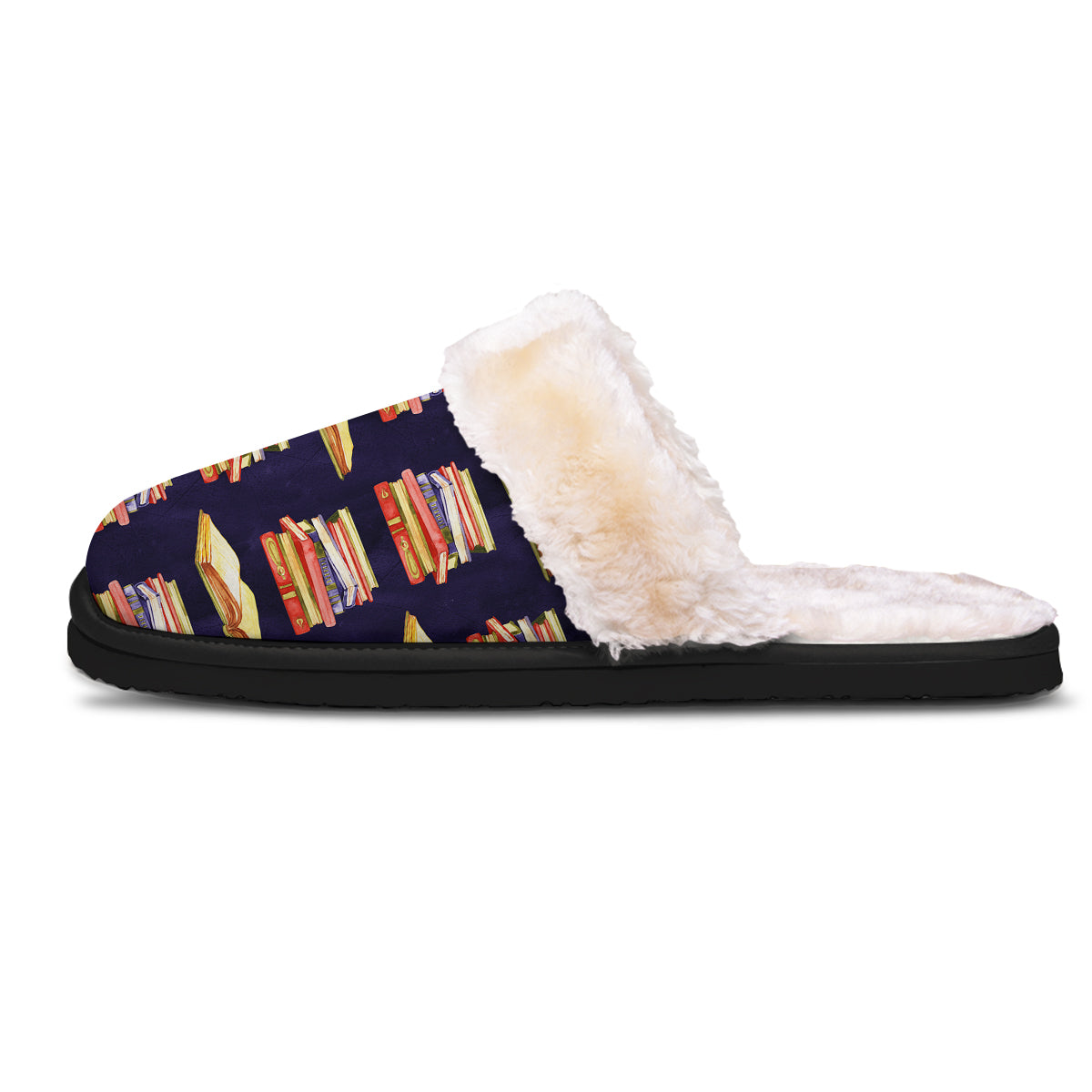 Bookshelf Watercolor Print Pattern Slippers-grizzshop