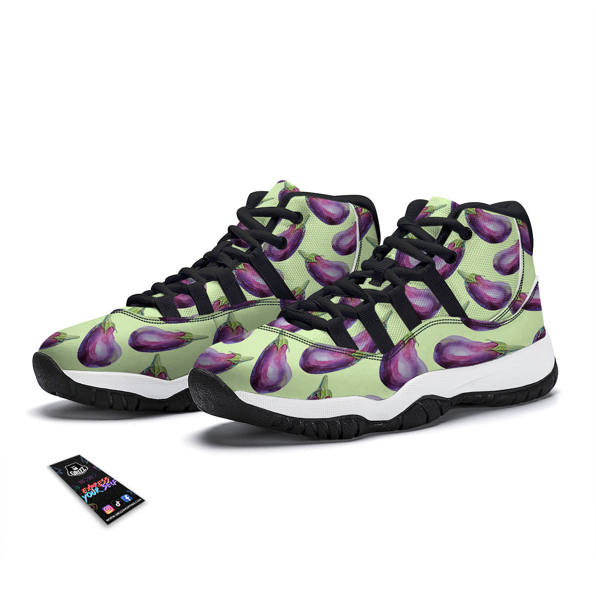 Boombox And Cassette Tape Print Pattern Black Bball Shoes-grizzshop