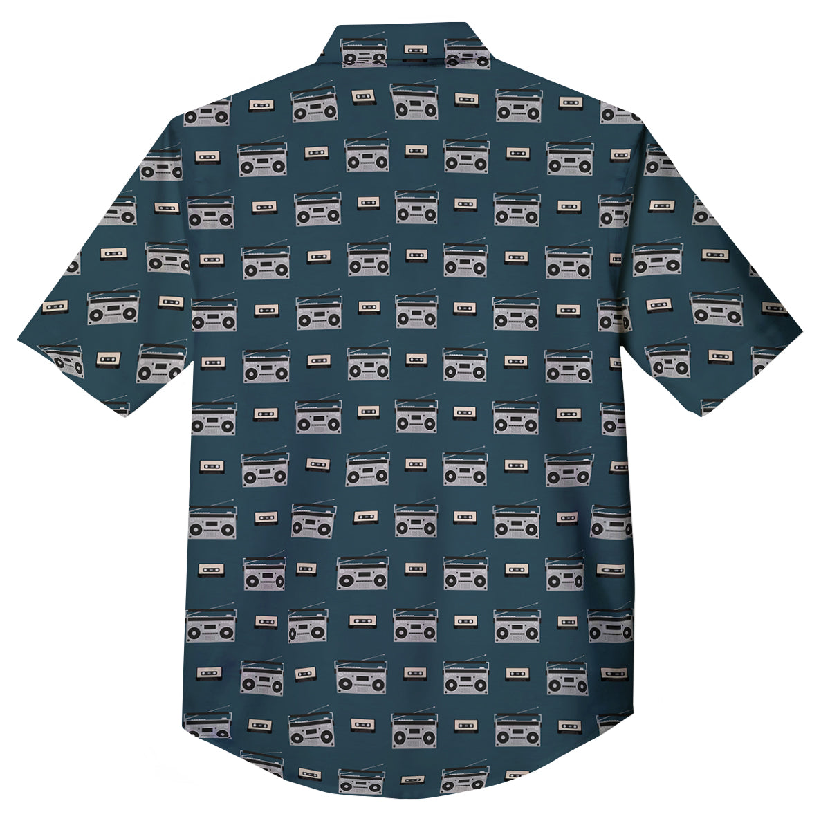 Boombox And Cassette Tape Print Pattern Button Up Shirt-grizzshop