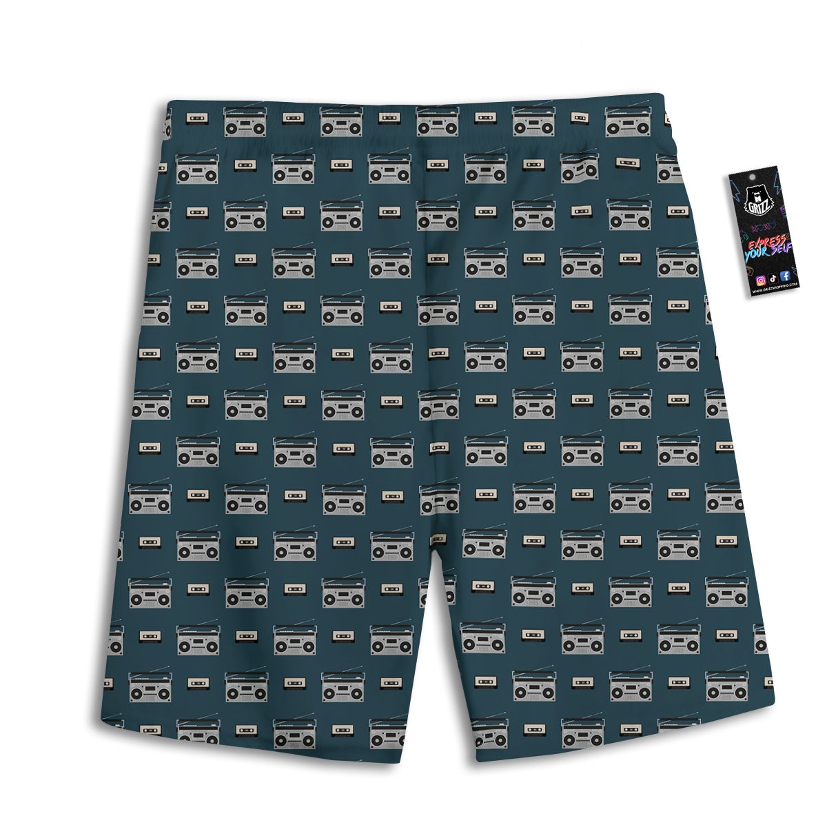Boombox And Cassette Tape Print Pattern Men's Athletic Shorts
