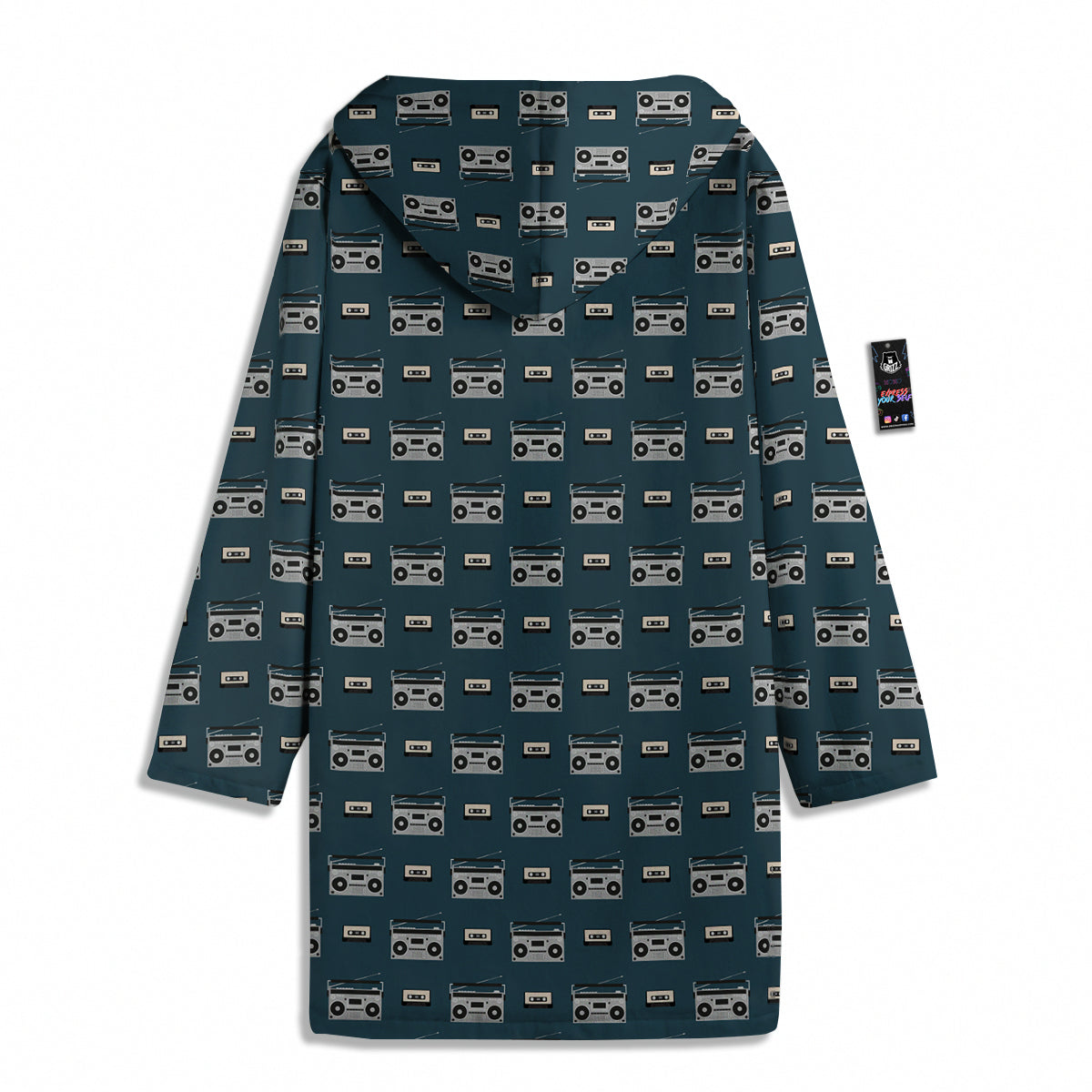 Boombox And Cassette Tape Print Pattern Men's Windbreaker Jacket-grizzshop
