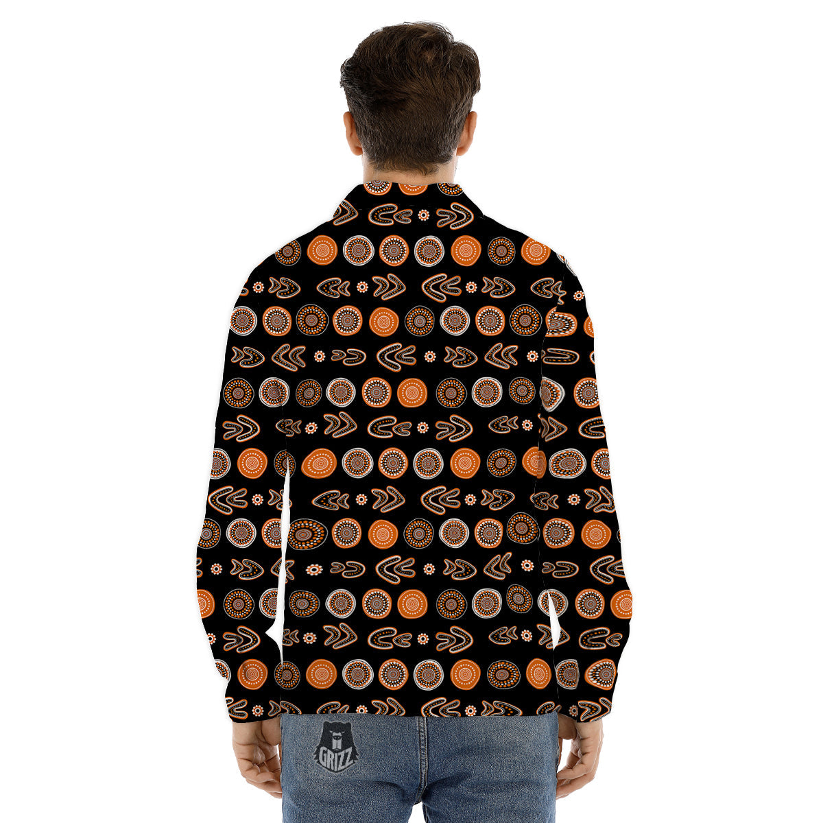 Boomerang Aboriginal Print Pattern Men's Dress Shirts-grizzshop